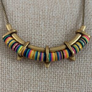 Stella & Dot Multicolor Brass-Tone Beaded Necklace